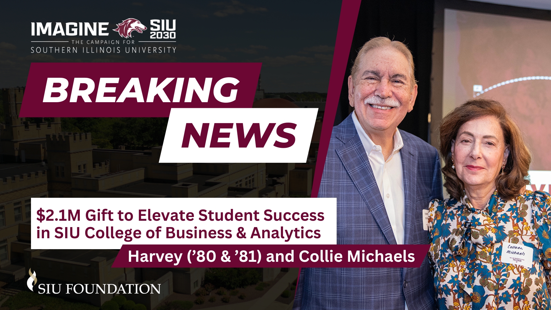 Harvey and Collie Michaels announce $2.1 million gift