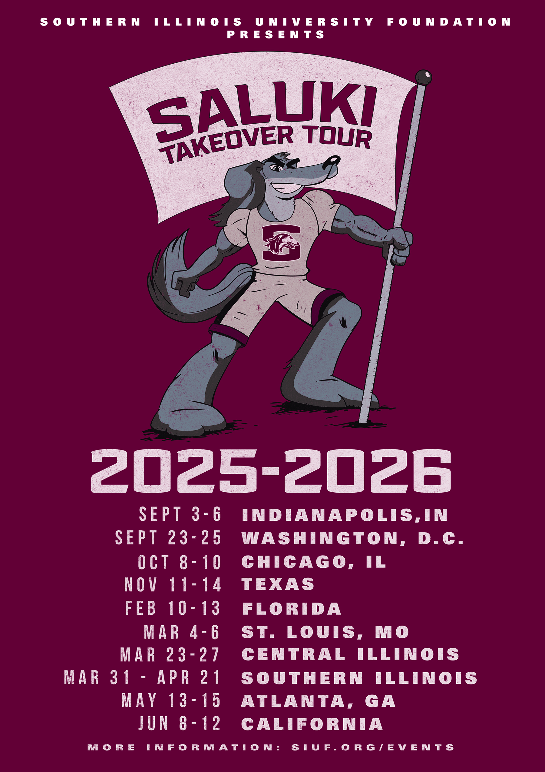 2025-2026 Saluki Takeover Tour Poster Design